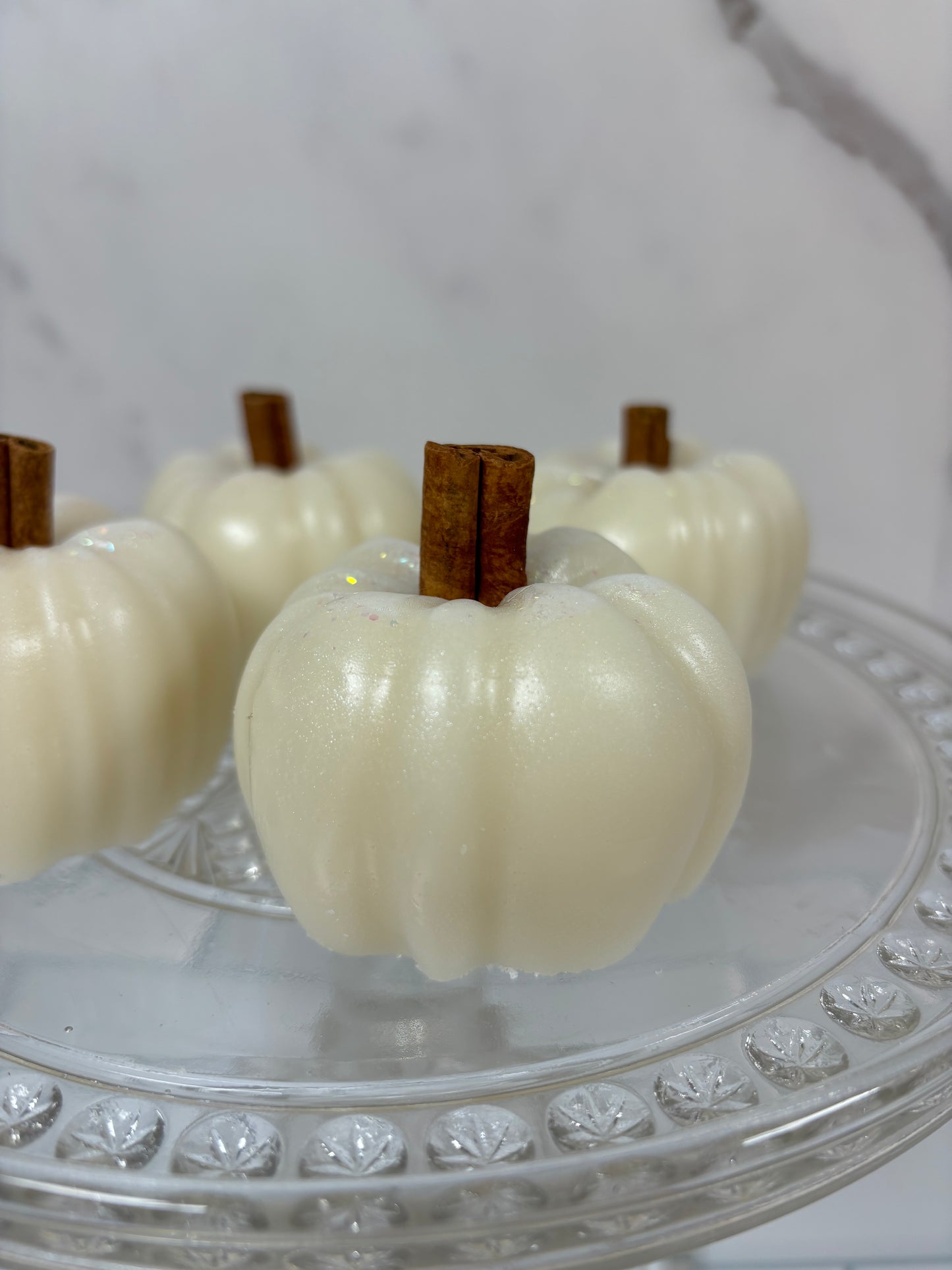 White Pumpkin Hand Soaps with Cinnamon Sticks