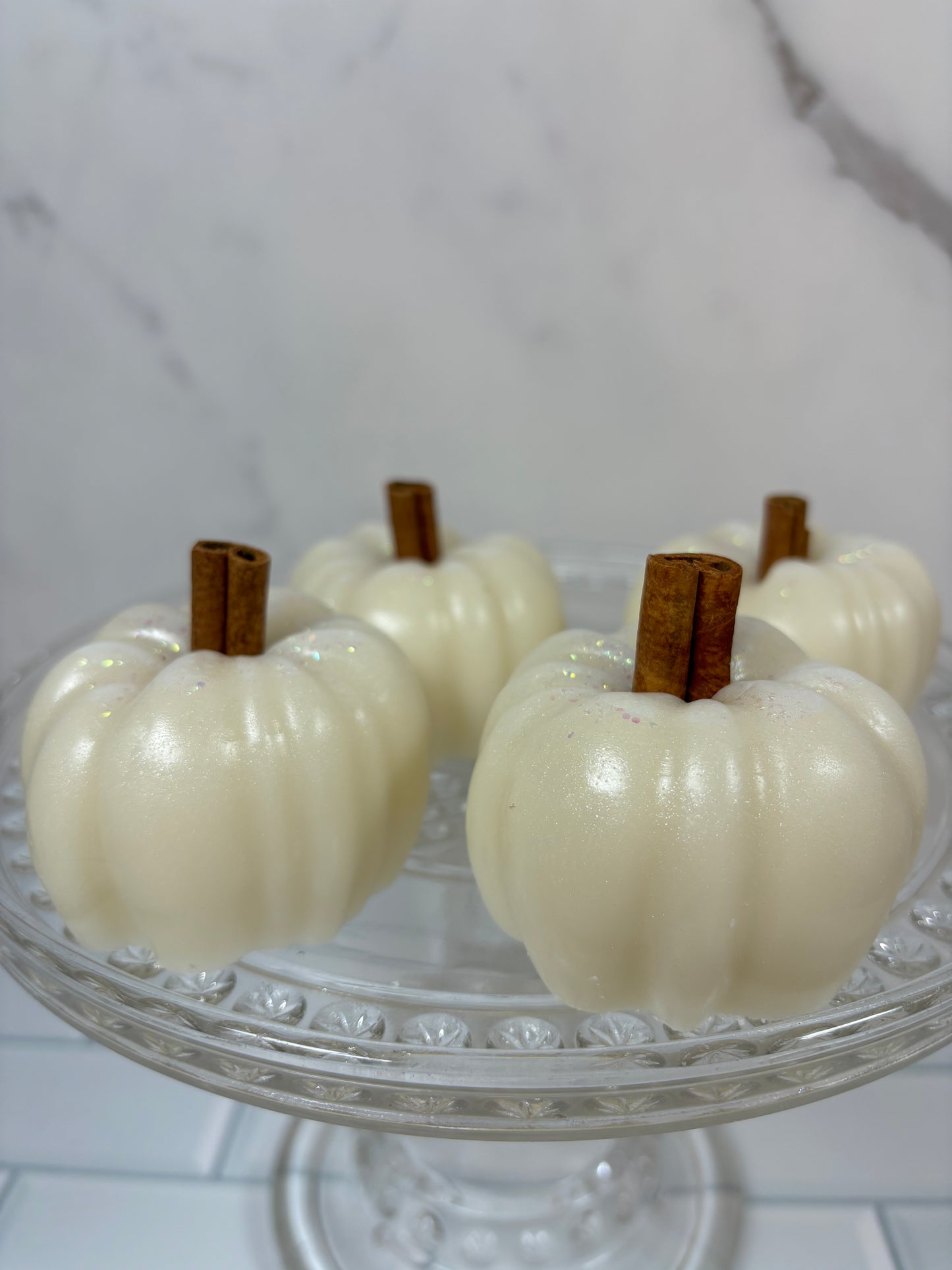 White Pumpkin Hand Soaps with Cinnamon Sticks