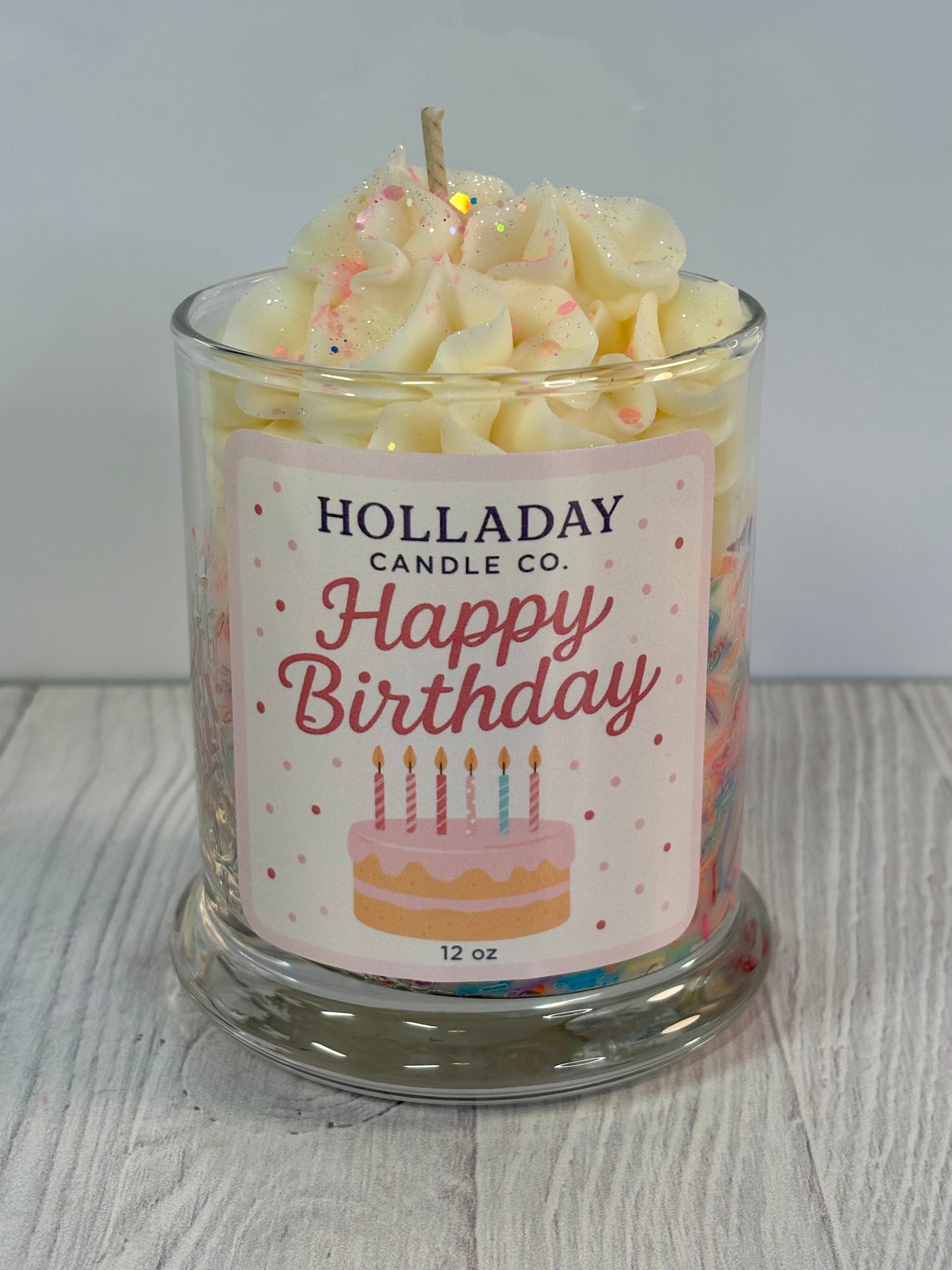 Happy Birthday Candle 12oz Candle 100% Soy Wax Artisan Dessert Candle