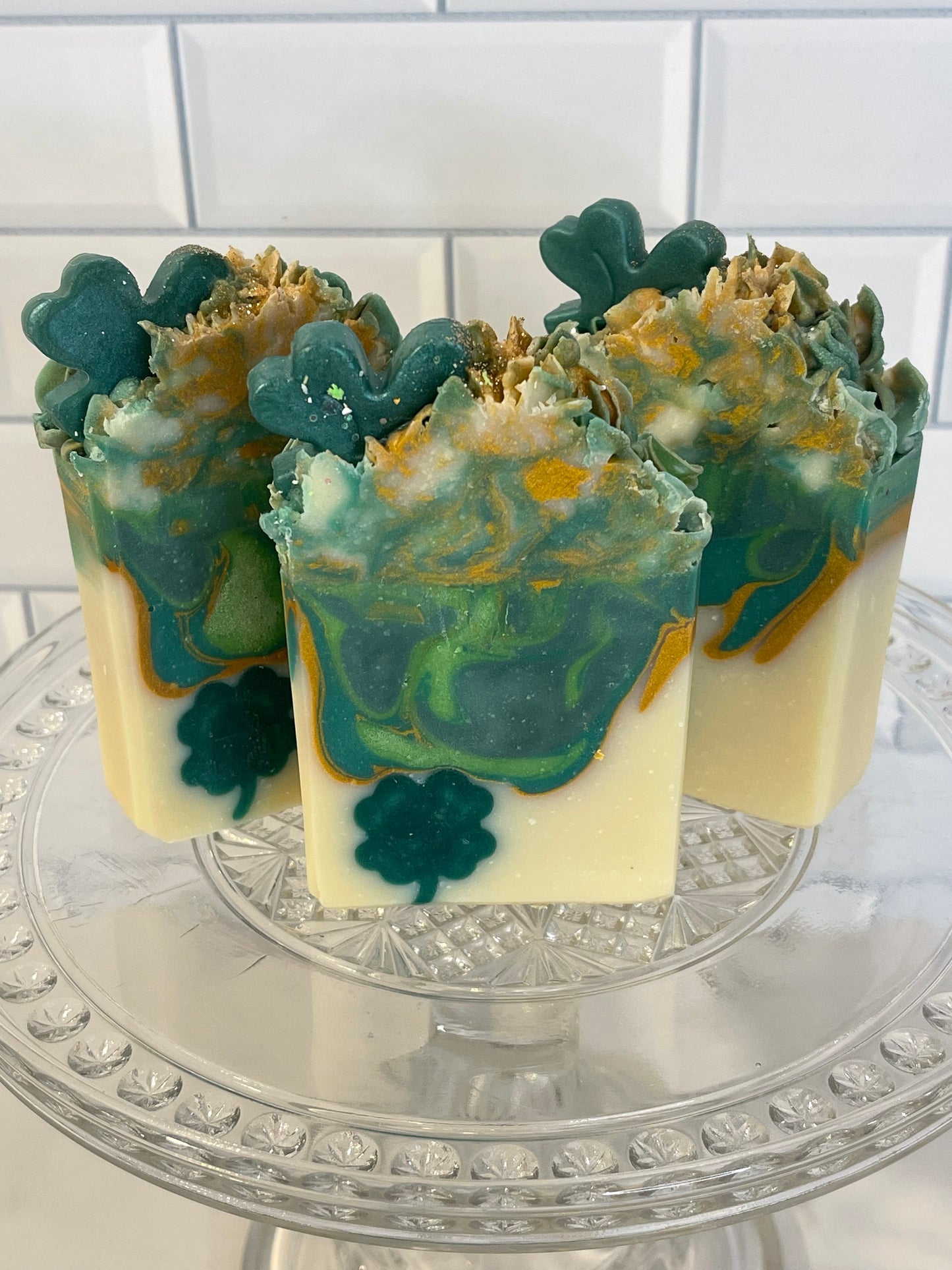 St. Patrick's Day Luxury Soap - Irishy Springs Scent with Gold Accents