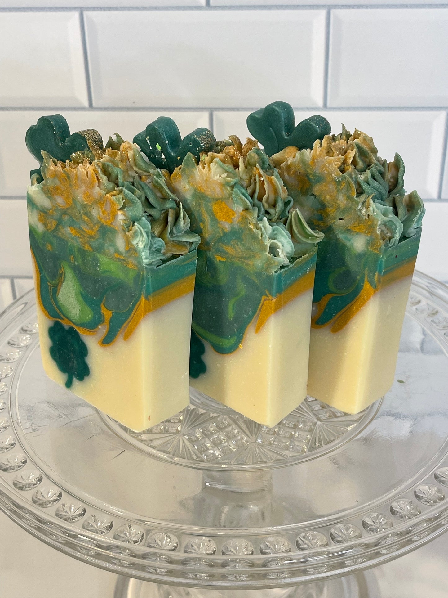 St. Patrick's Day Luxury Soap - Irishy Springs Scent with Gold Accents