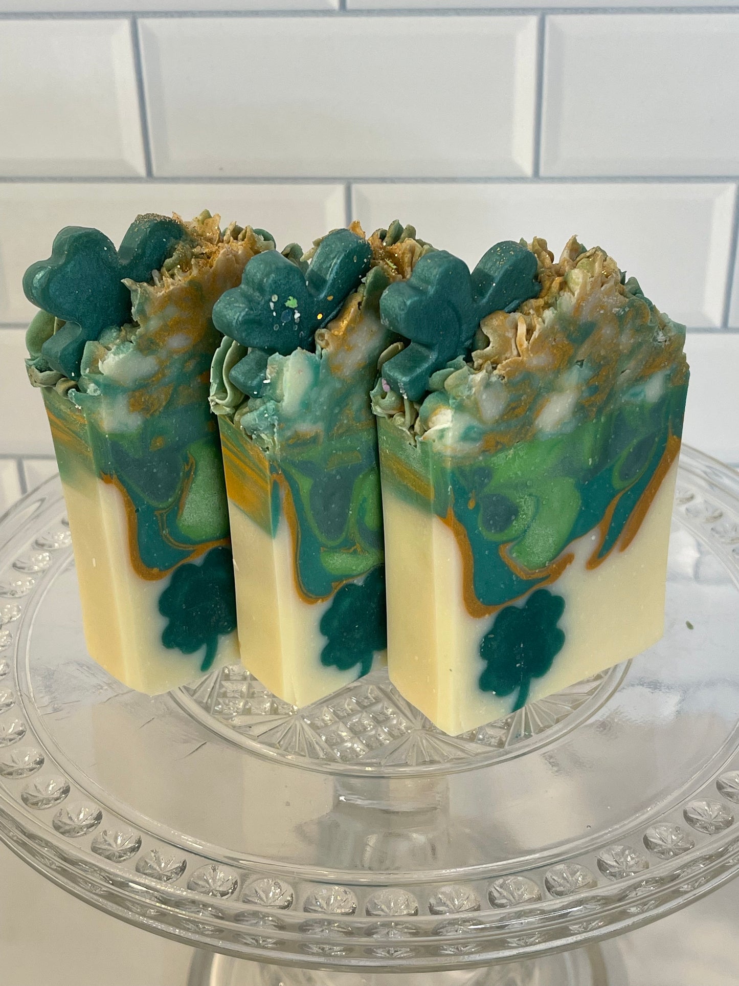 St. Patrick's Day Luxury Soap - Irishy Springs Scent with Gold Accents