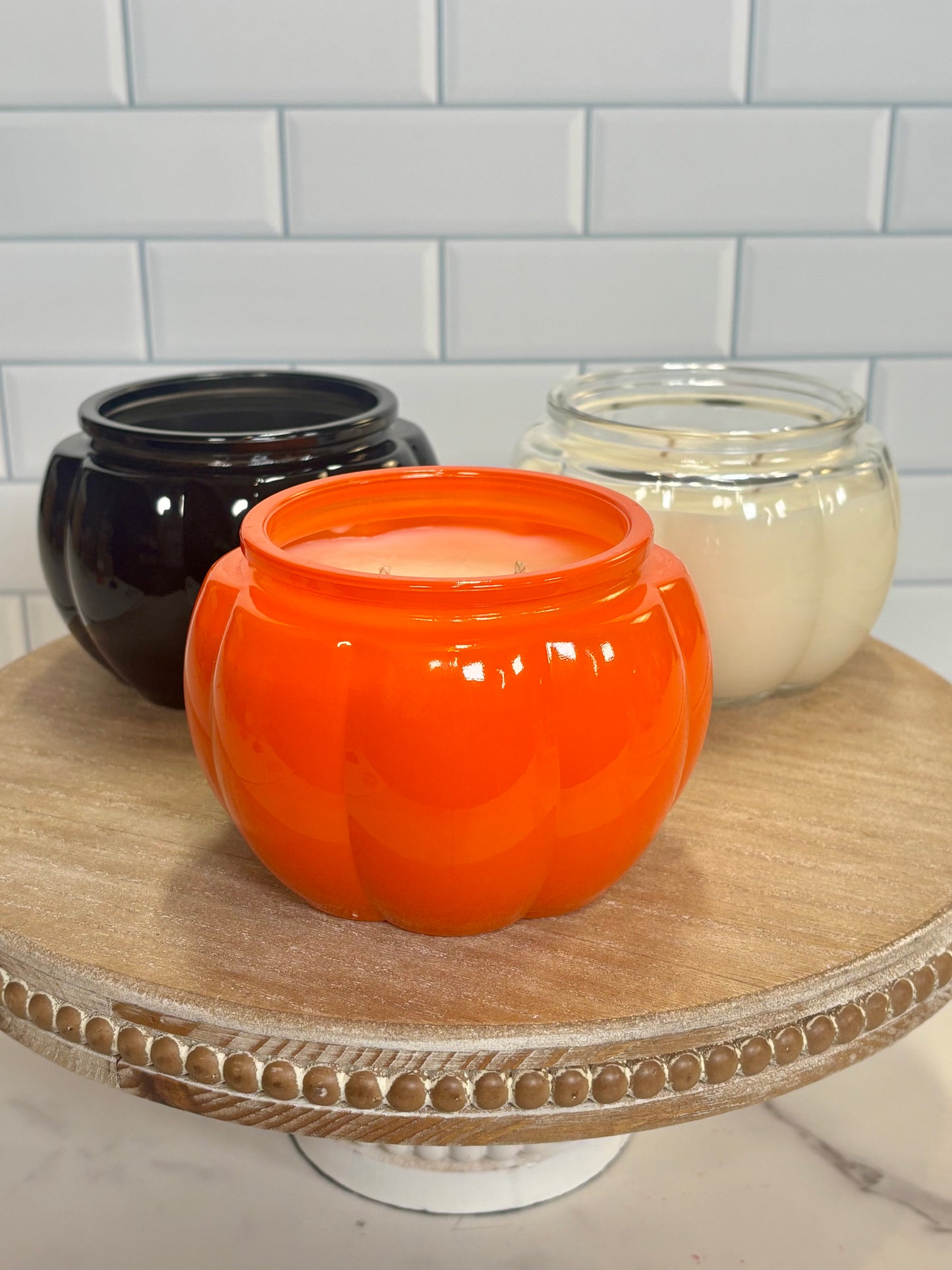 Glass Pumpkin Candle Scented Fall Fragrance 14oz Candle