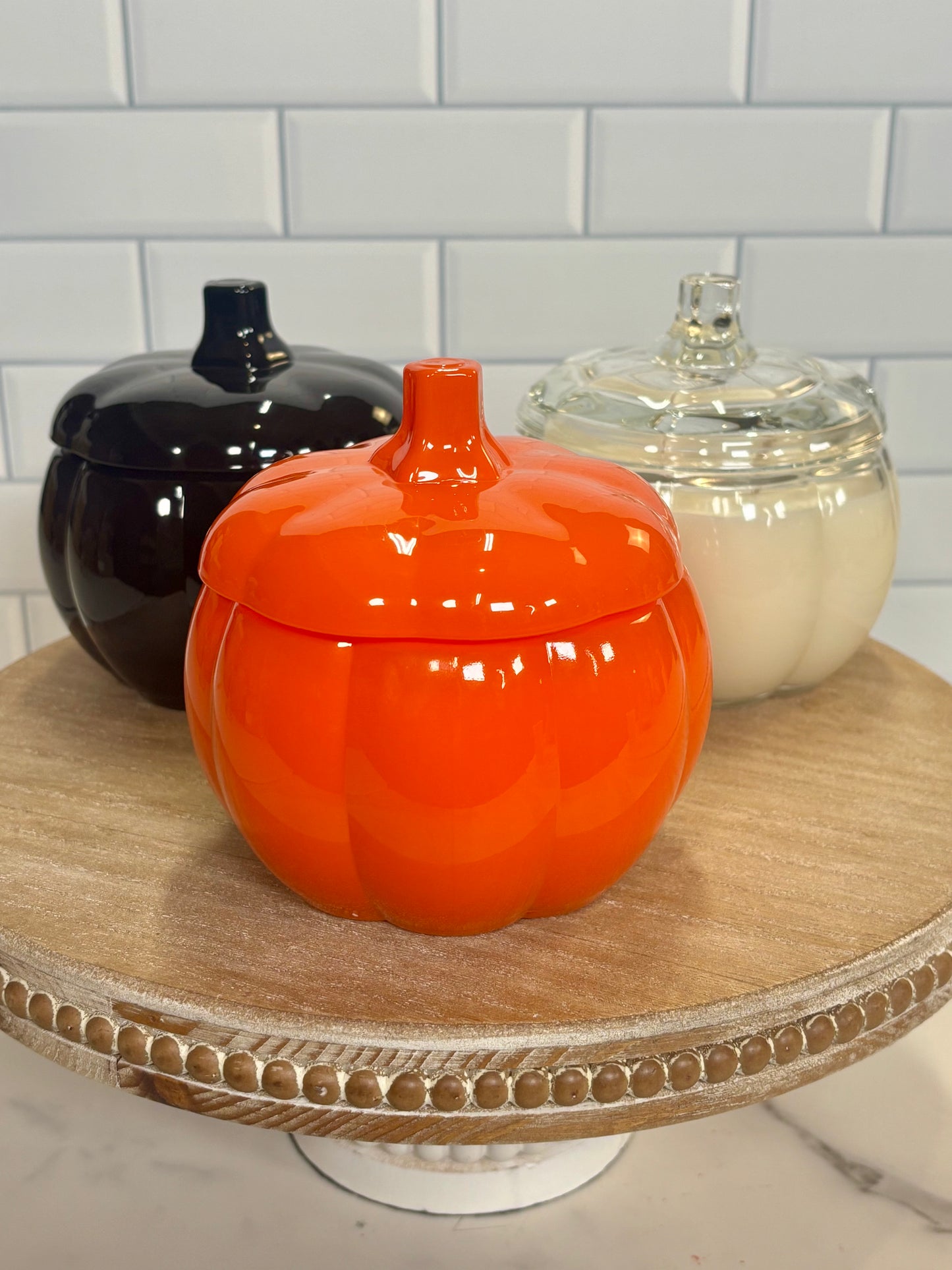 Glass Pumpkin Candle Scented Fall Fragrance 14oz Candle