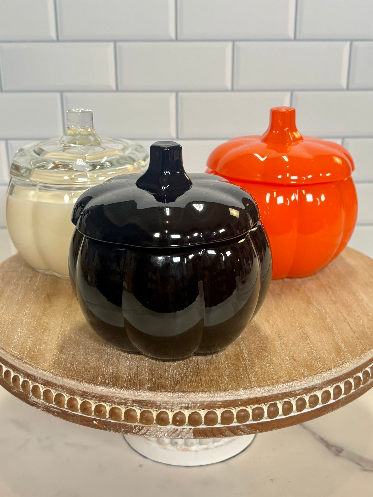 Glass Pumpkin Candle Scented Fall Fragrance 14oz Candle