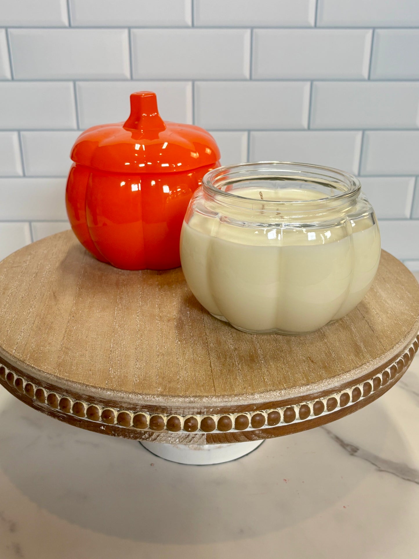 Glass Pumpkin Candle Scented Fall Fragrance 14oz Candle