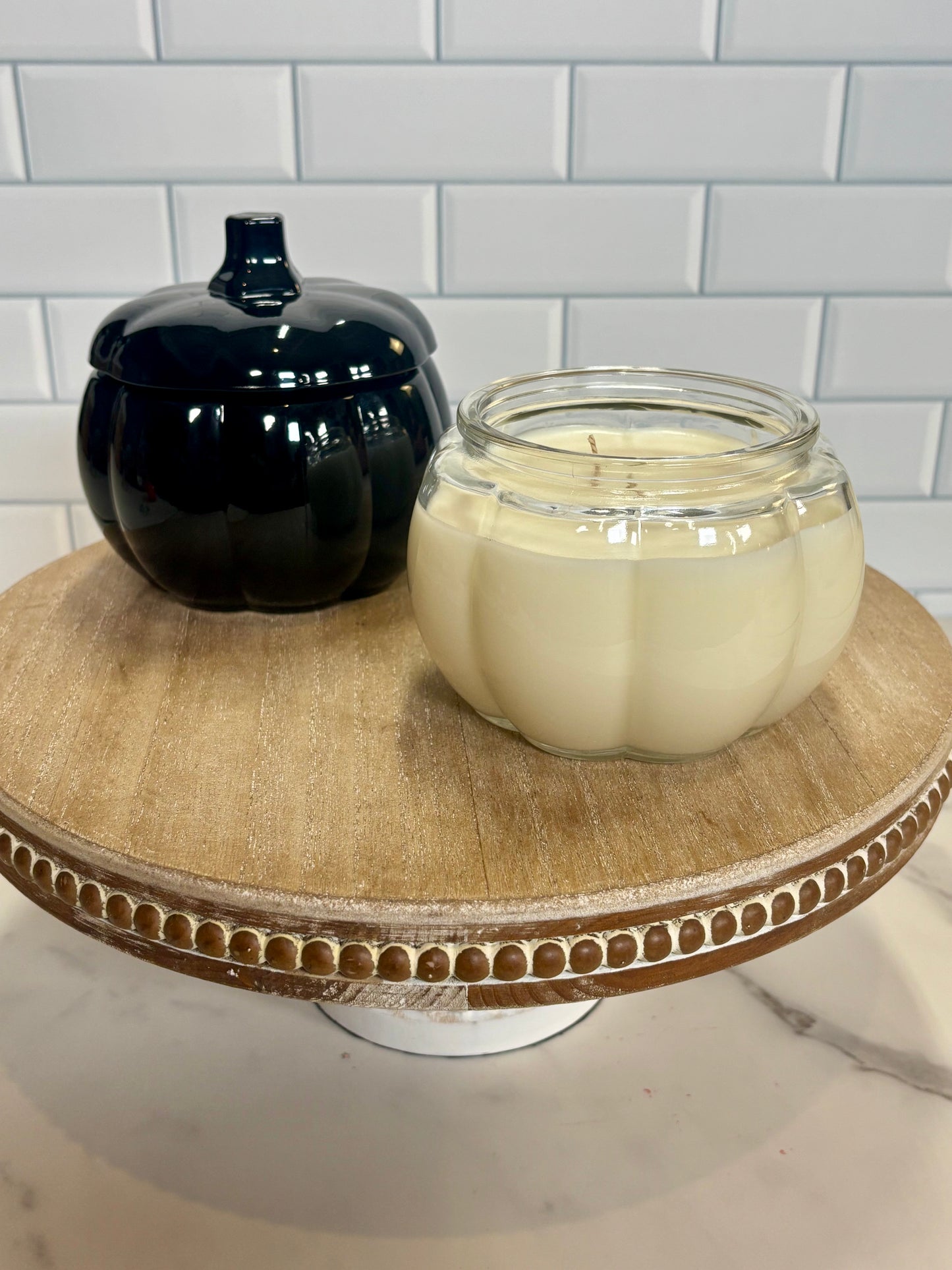 Glass Pumpkin Candle Scented Fall Fragrance 14oz Candle