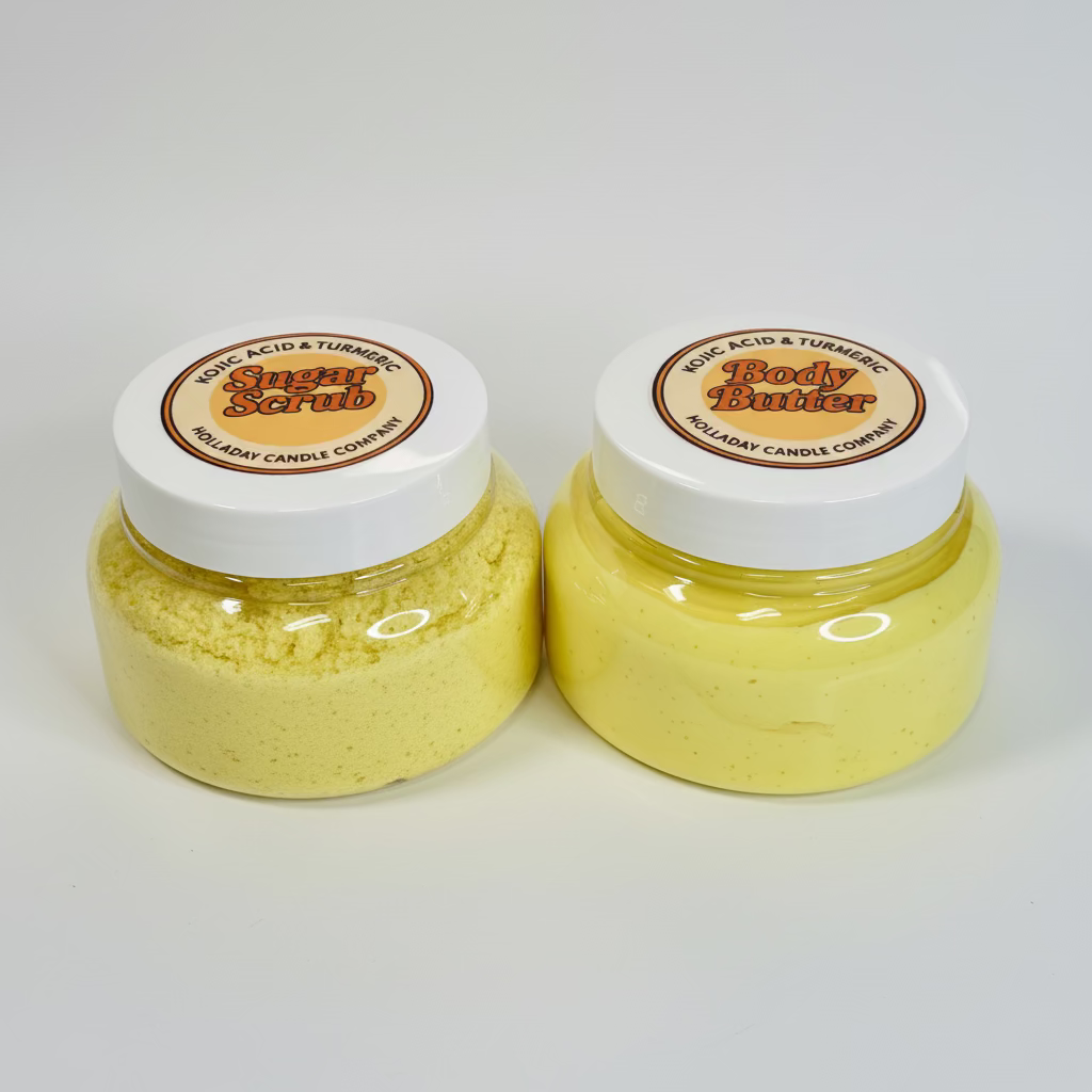 KOJIC ACID + TURMERIC LUXE BODY DUO | SUGAR SCRUB + BODY BUTTER