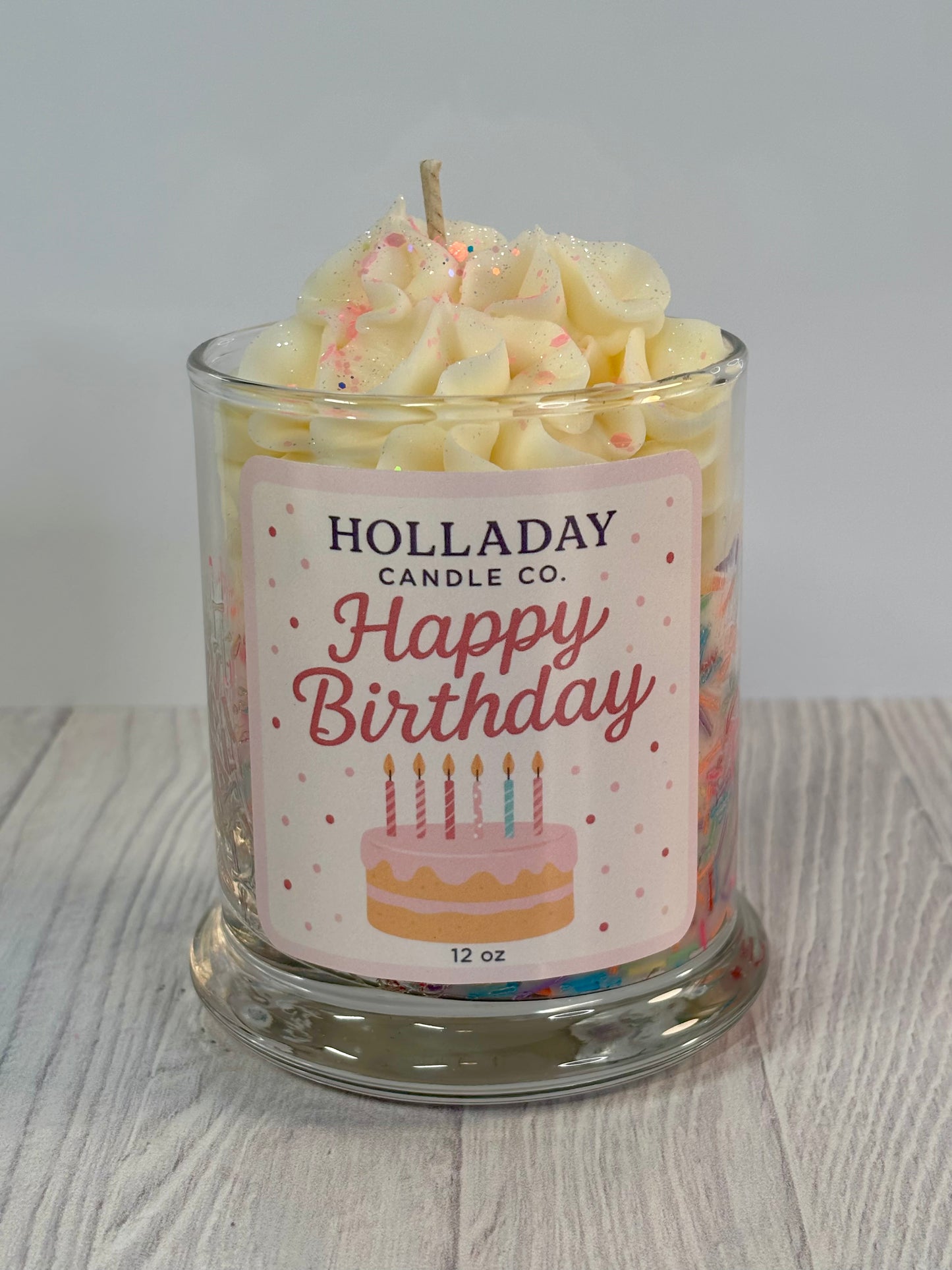 Happy Birthday Candle 12oz Candle 100% Soy Wax Artisan Dessert Candle