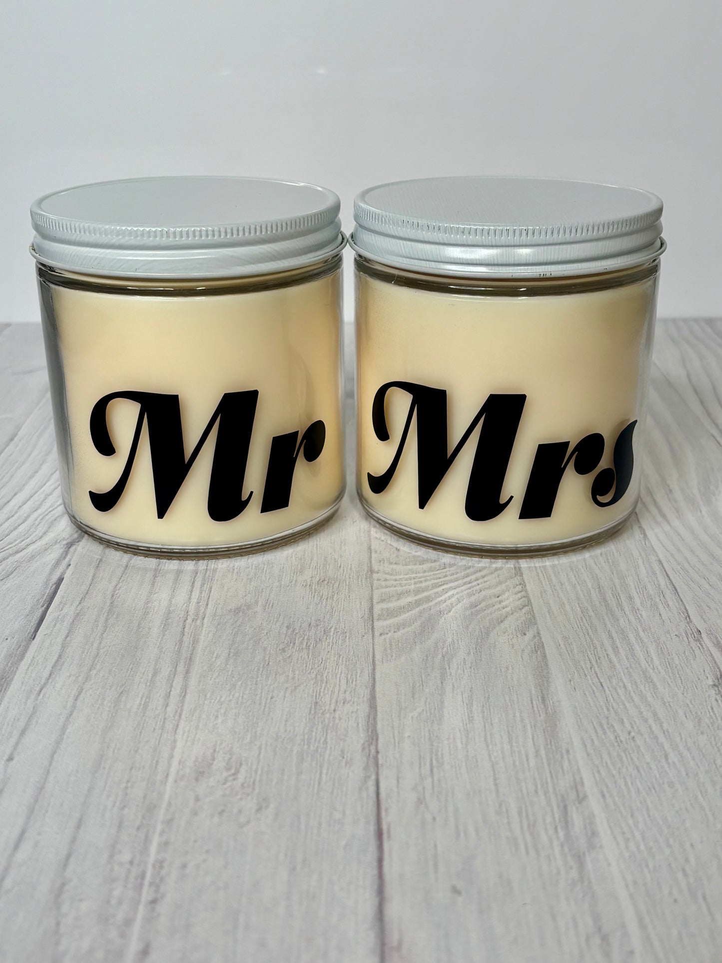 Mr & Mrs Wedding Candles — Elegant Bride & Groom Gift Set