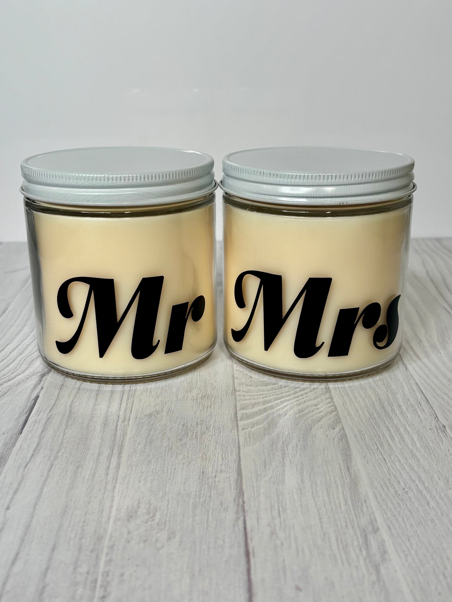 Mr & Mrs Wedding Candles — Elegant Bride & Groom Gift Set
