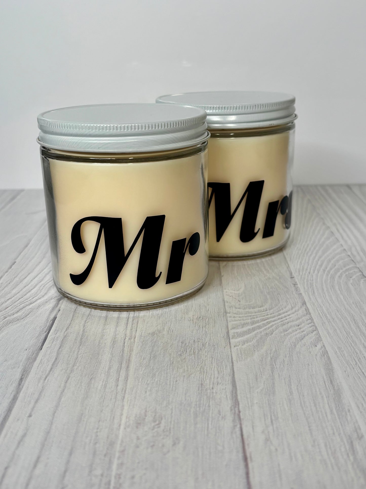 Mr & Mrs Wedding Candles — Elegant Bride & Groom Gift Set