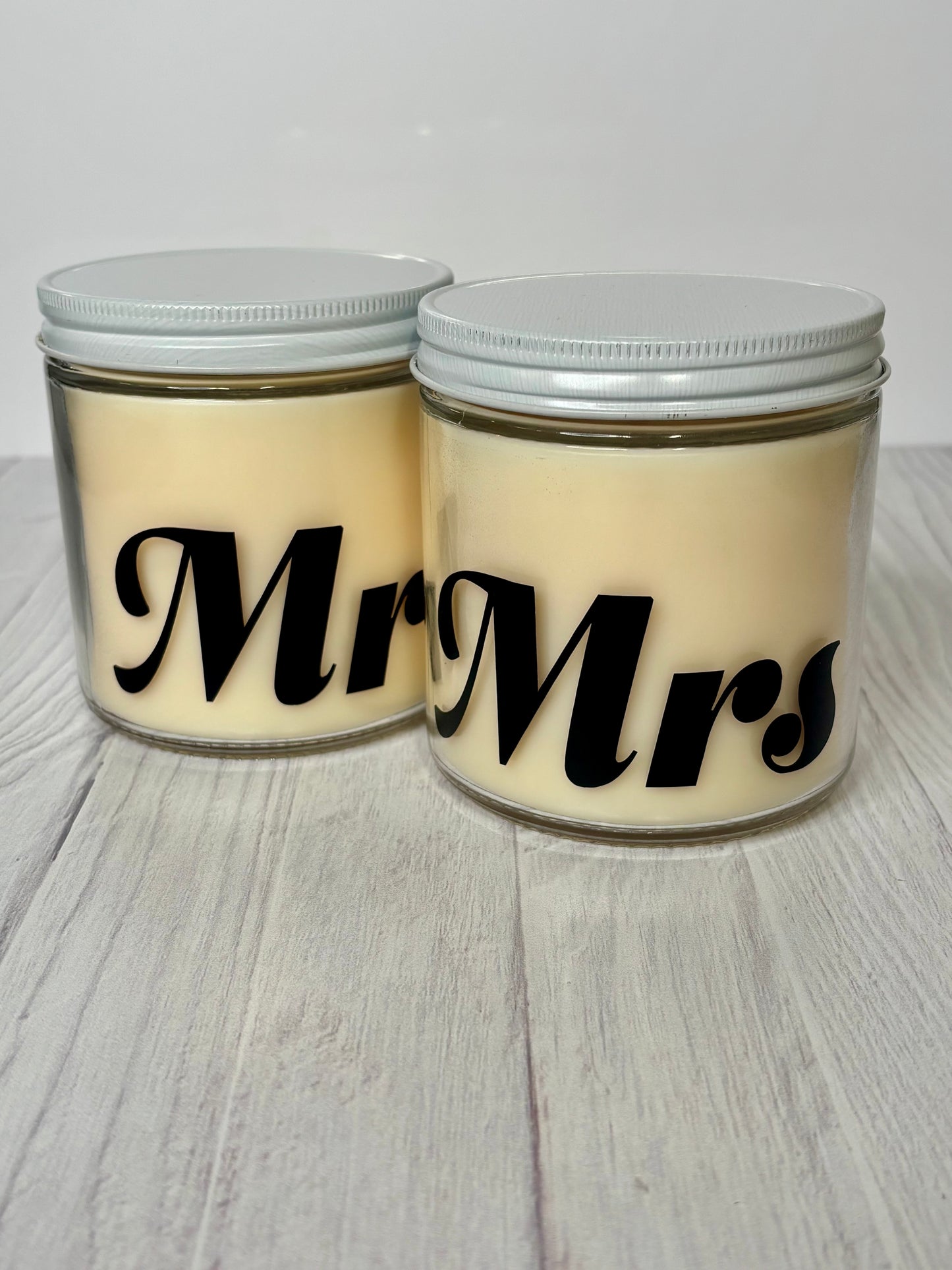 Mr & Mrs Wedding Candles — Elegant Bride & Groom Gift Set