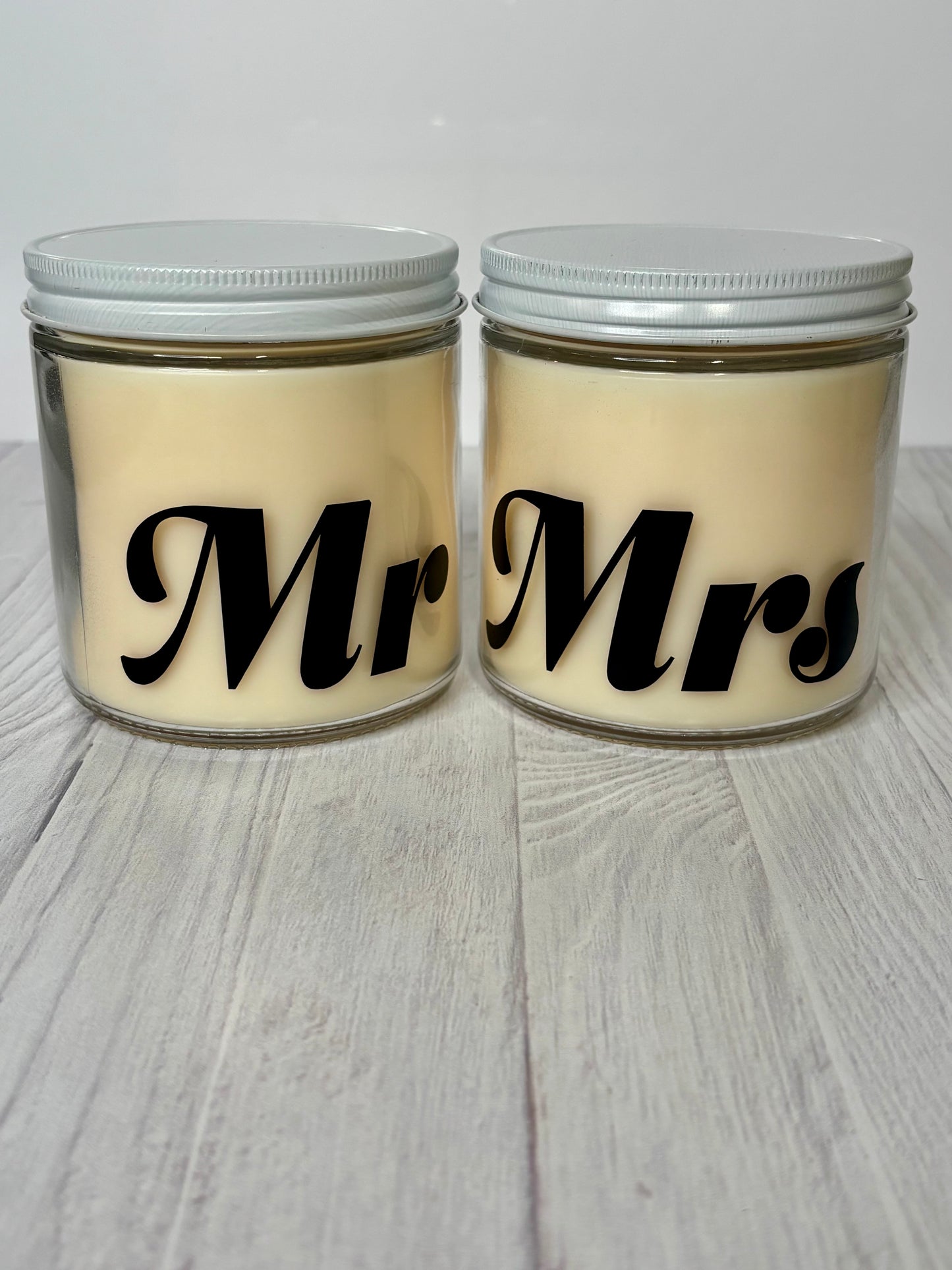 Mr & Mrs Wedding Candles — Elegant Bride & Groom Gift Set