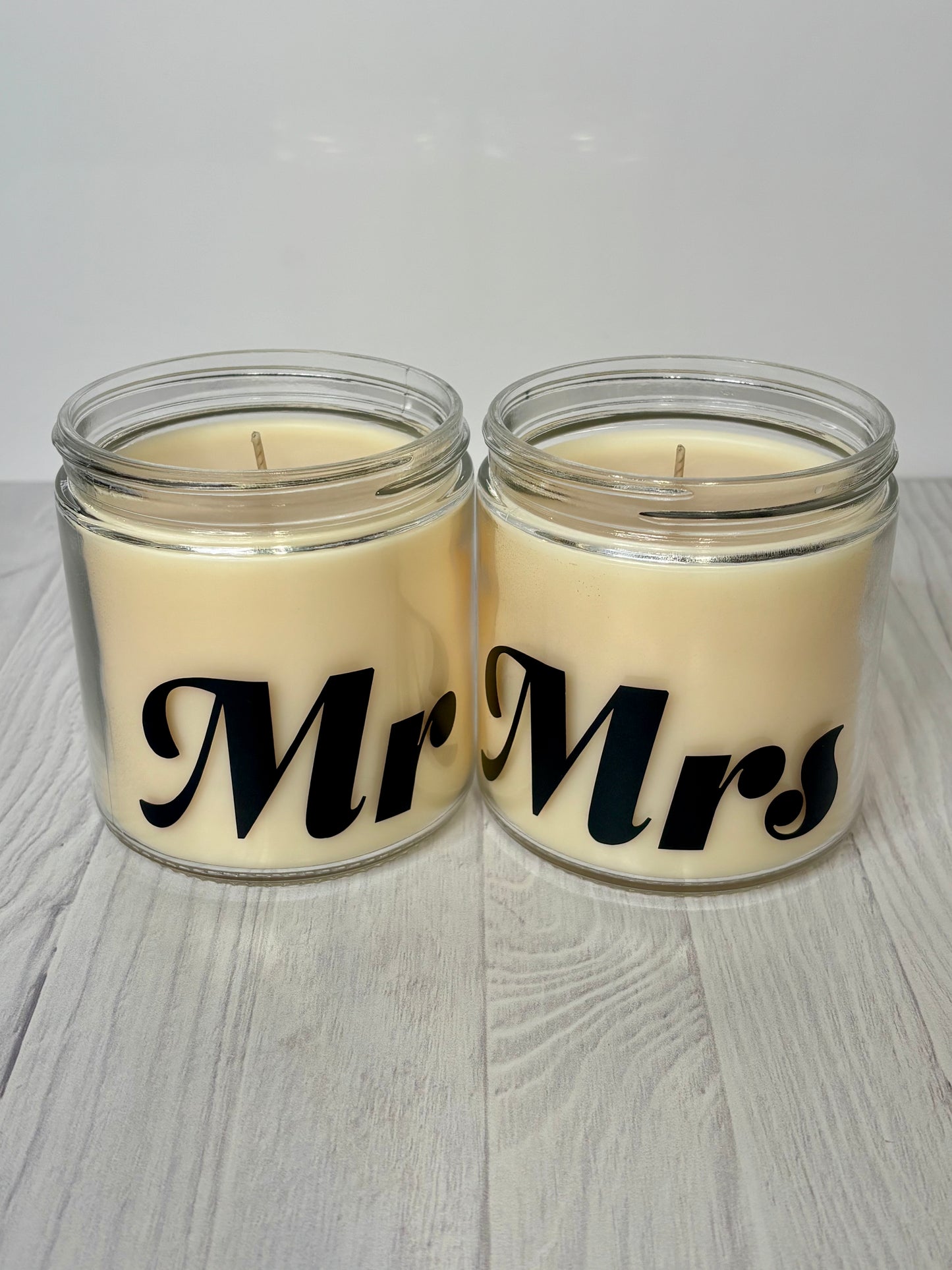 Mr & Mrs Wedding Candles — Elegant Bride & Groom Gift Set