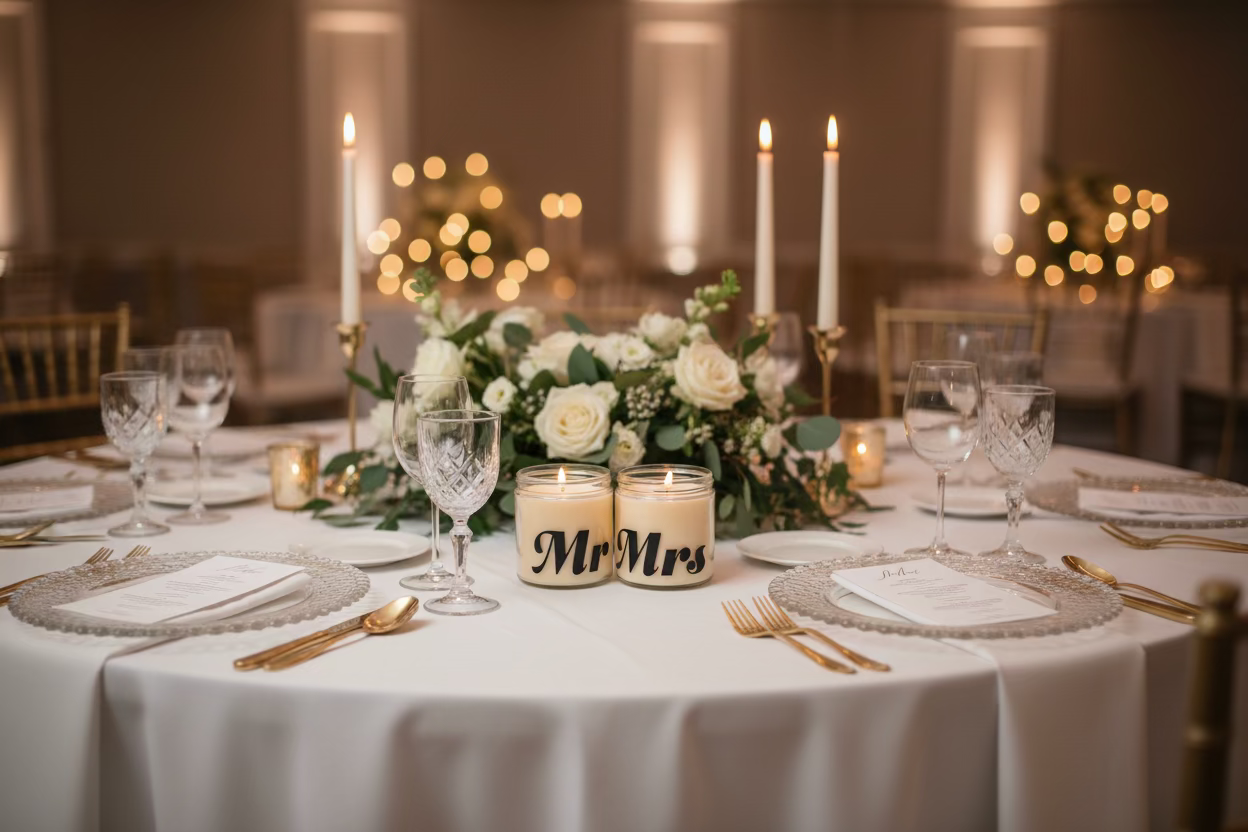 Mr & Mrs Wedding Candles — Elegant Bride & Groom Gift Set