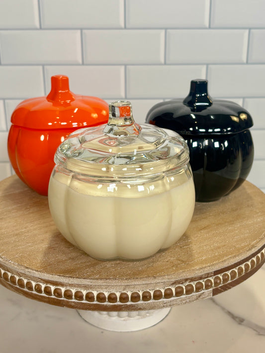Glass Pumpkin Candle Scented Fall Fragrance 14oz Candle