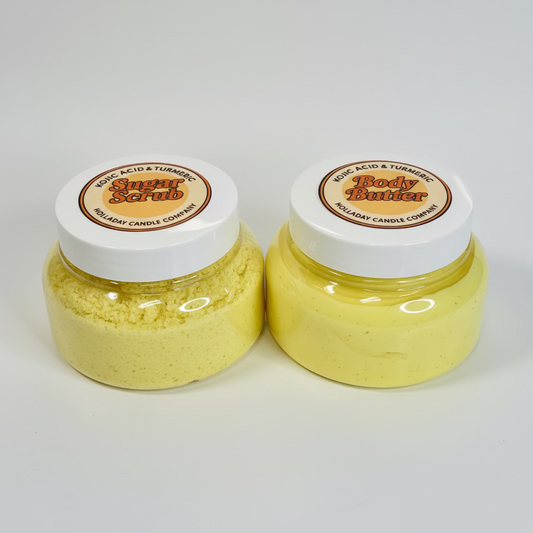 Kojic Acid & Turmeric Sugar Scrub + Body Butter – 8 oz